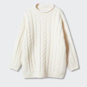MANGO Braided Wool Sweater
